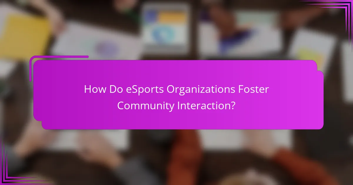 How Do eSports Organizations Foster Community Interaction?